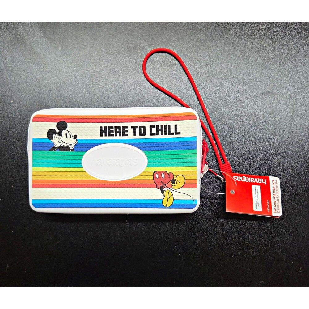 Havaianas Disney Mickey Mouse Rainbow Stripe Zip Wristlet Wallet Small